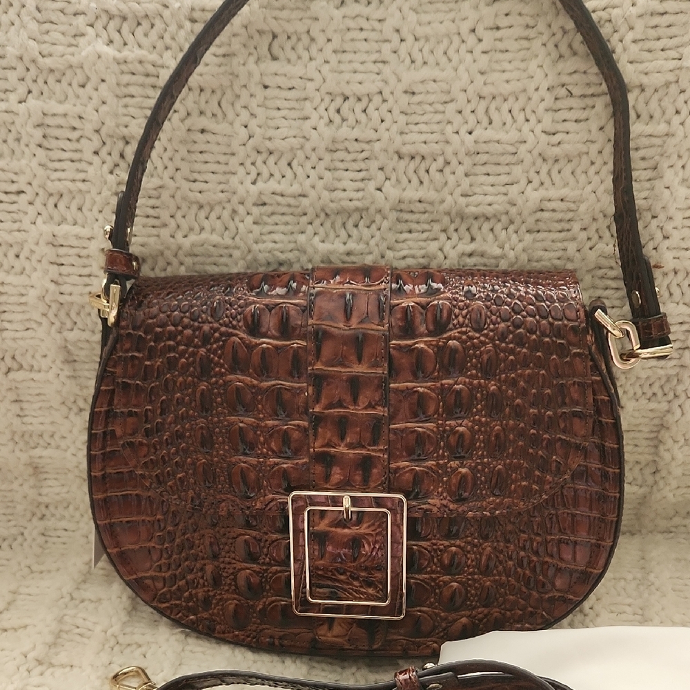 Brahmin Cynthia Pecan Melbourne Croc Handbag